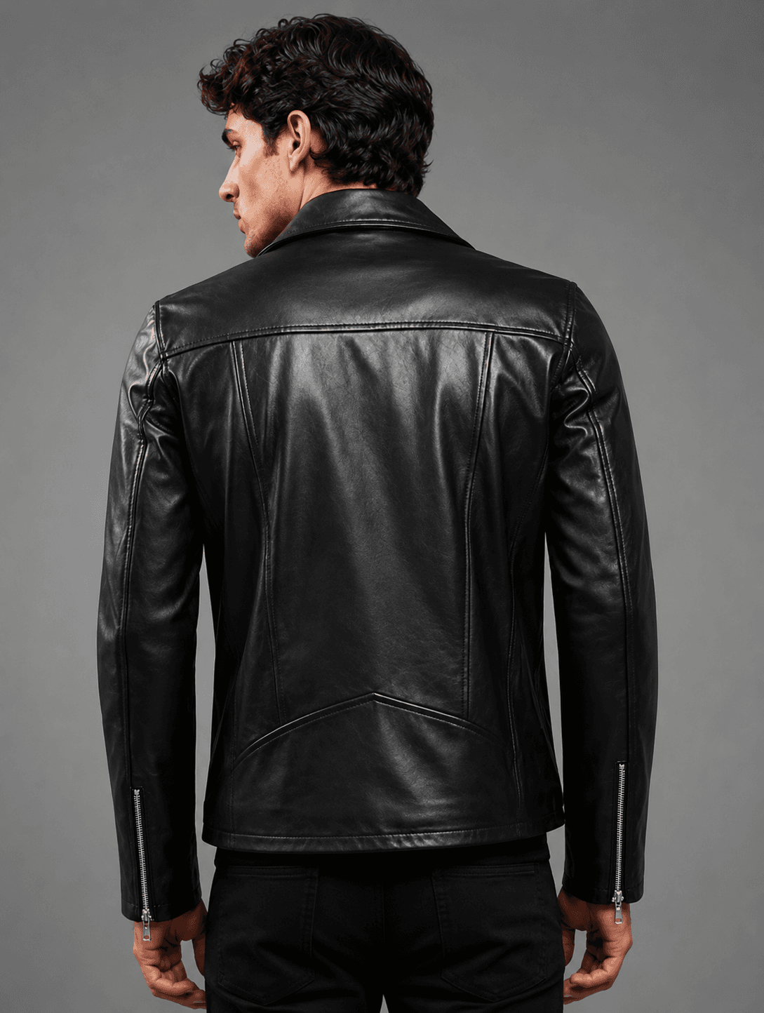 Black Leather Biker Jacket For Men’s