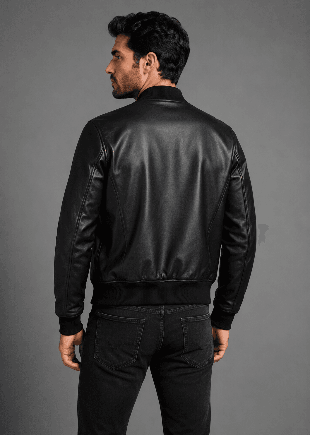 Black Leather Bomber Jacket For Men’s