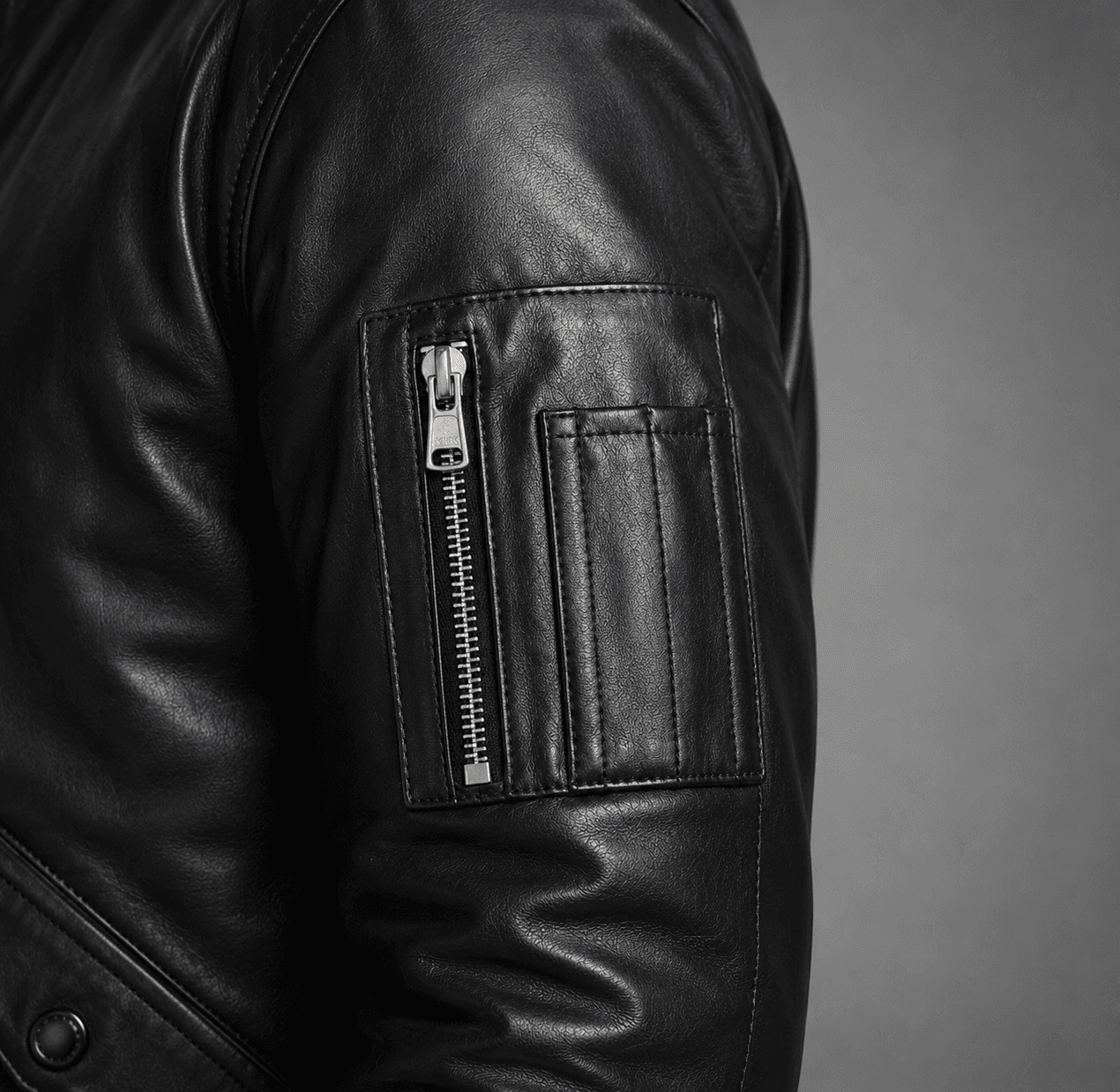 Black Leather Bomber Jacket For Men’s