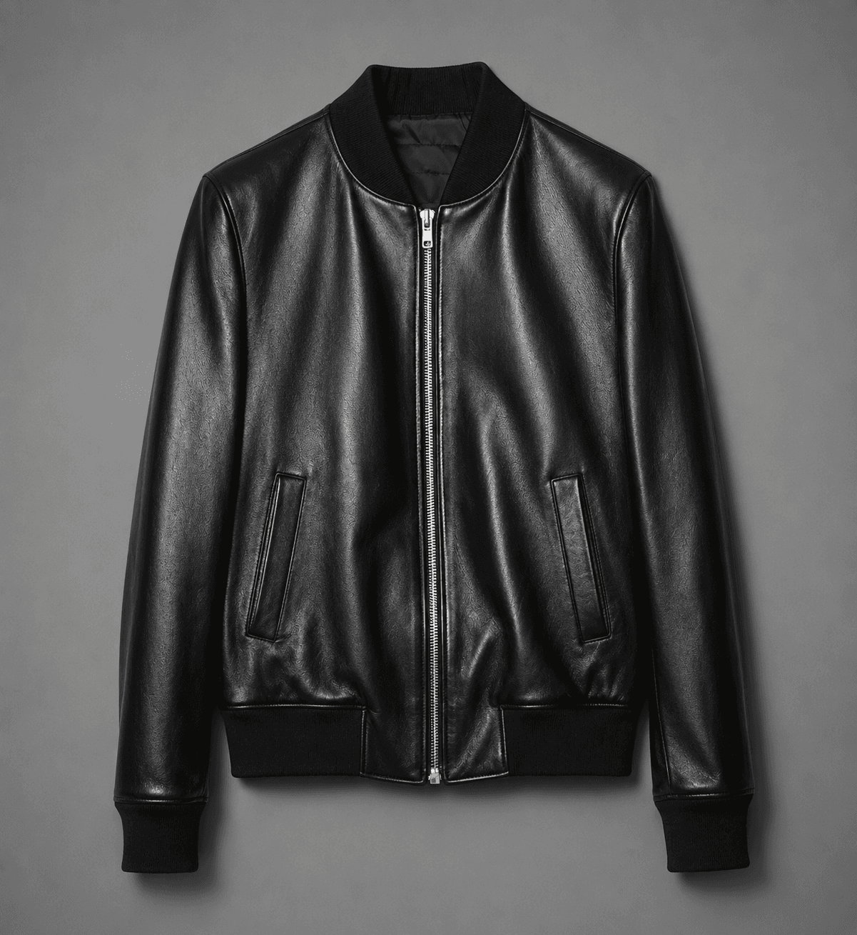 Black Leather Jumper Bomber Jacket For Men’s