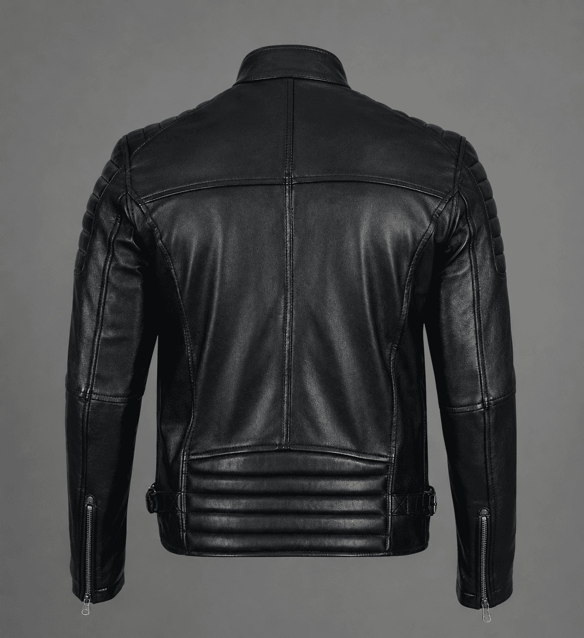 Black Slim Fit Biker Leather Jacket For Men’s