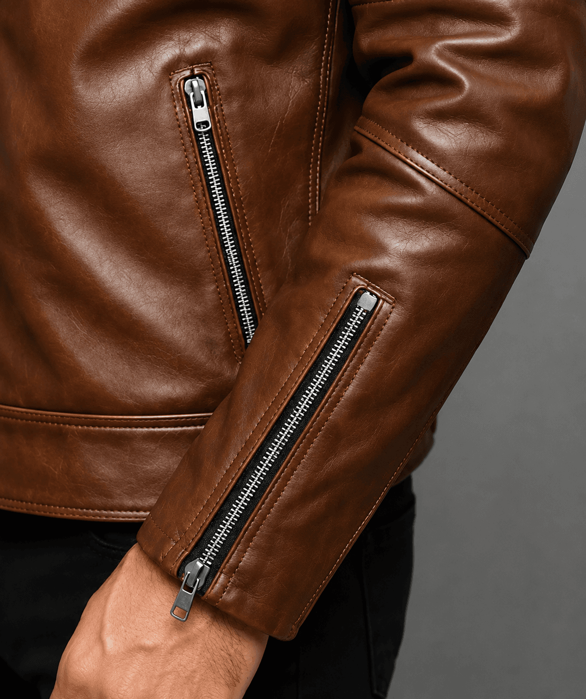 Brown Leather Biker Jacket For Men’s
