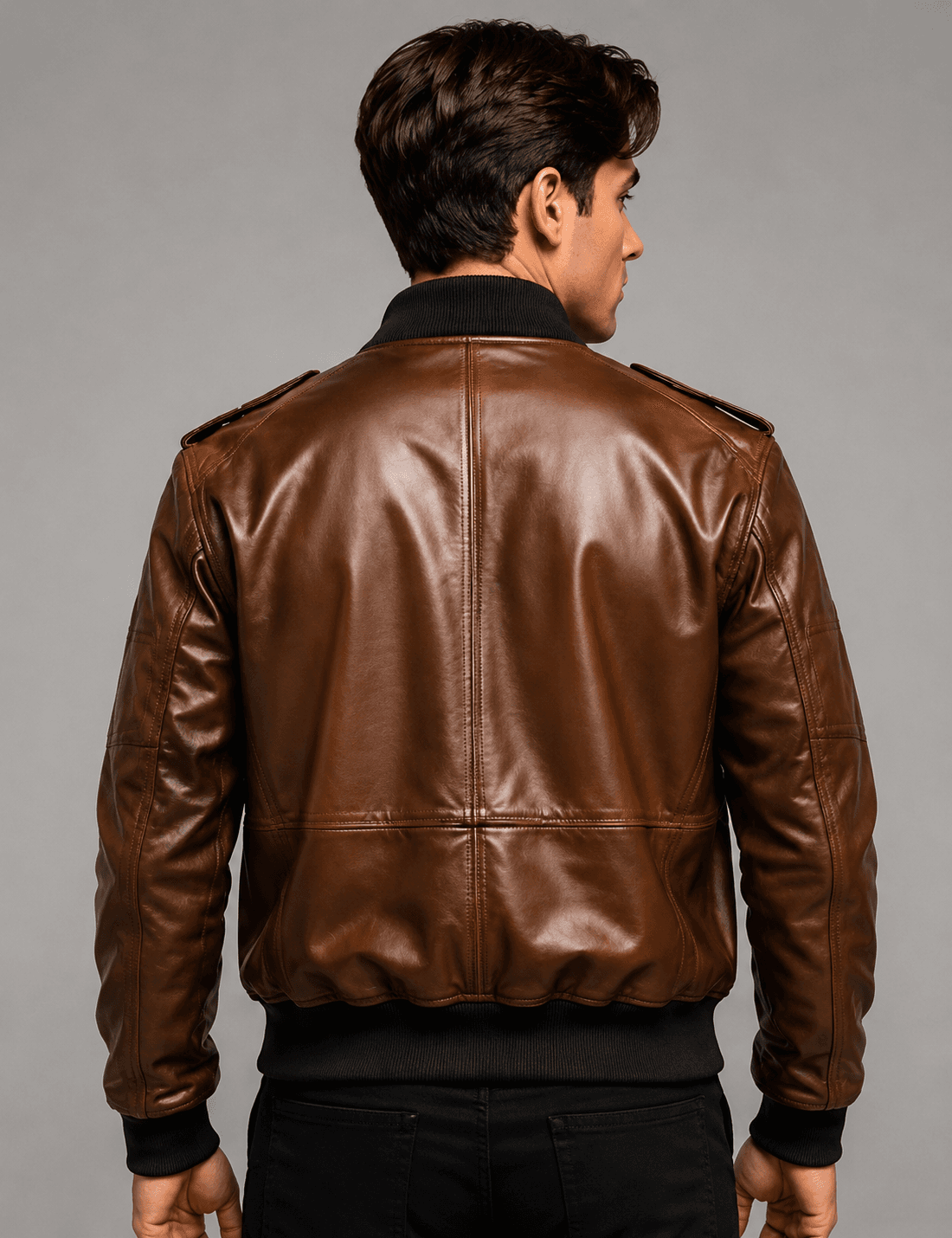 Distressed Brown Vintage Leather Bomber Jacket For Men’s