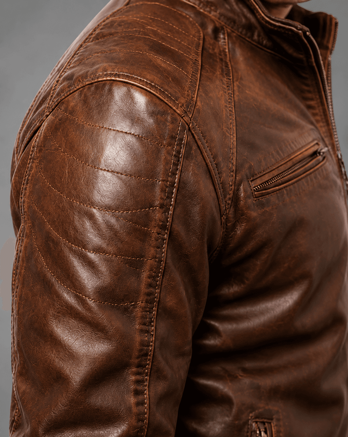 Jordan Brown Leather Bomber Jacket For Men’s