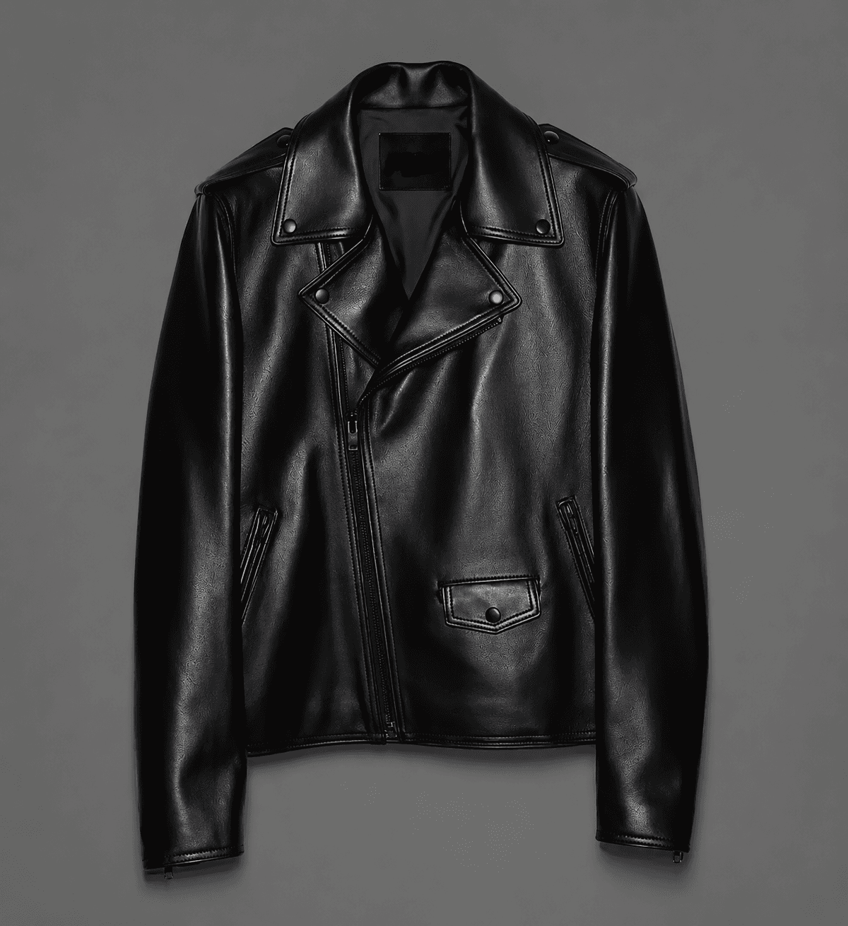Men’s All Black Zipper Biker Leather Jacket