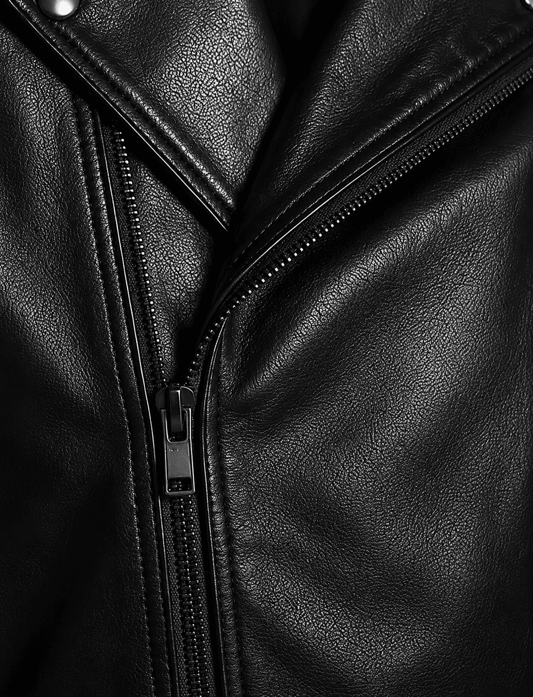 Men’s All Black Zipper Biker Leather Jacket