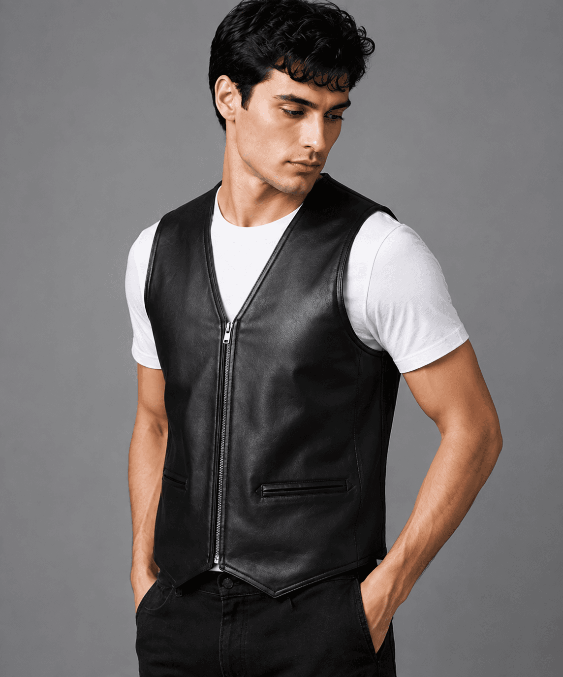 Men’s Asphalt Ace Leather Vest