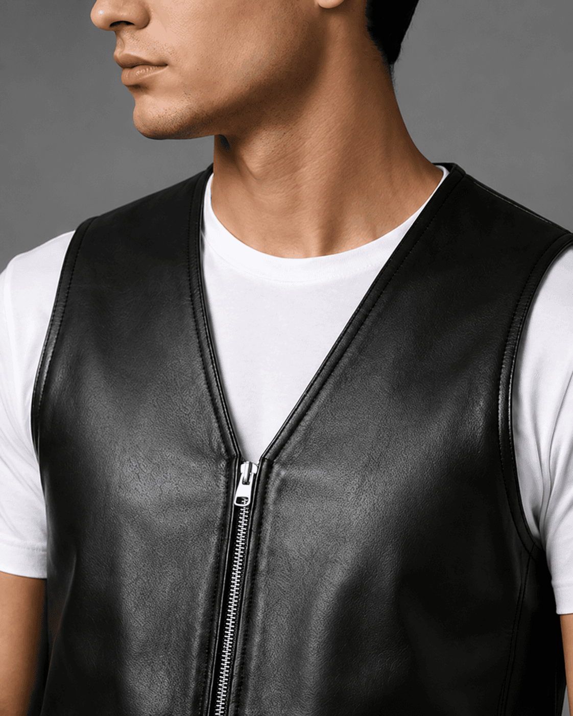 Men’s Asphalt Ace Leather Vest