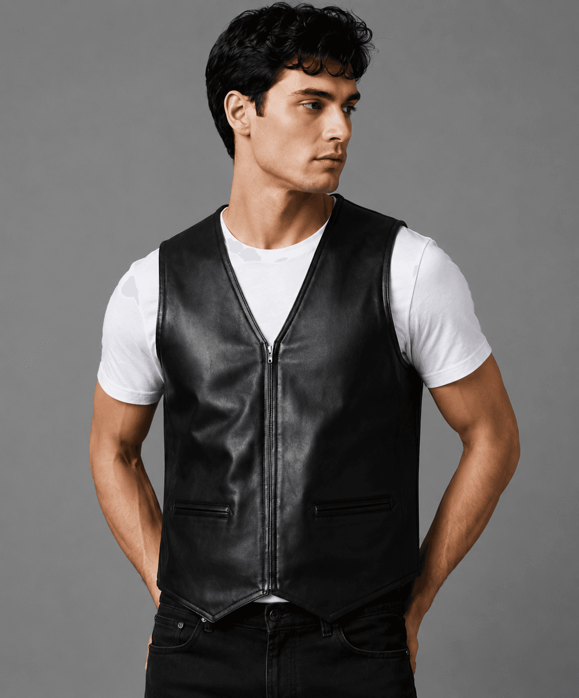 Men’s Asphalt Ace Leather Vest