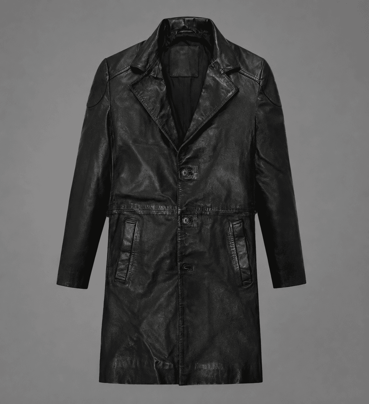 Men’s Black Asymmetrical Leather Long Coat
