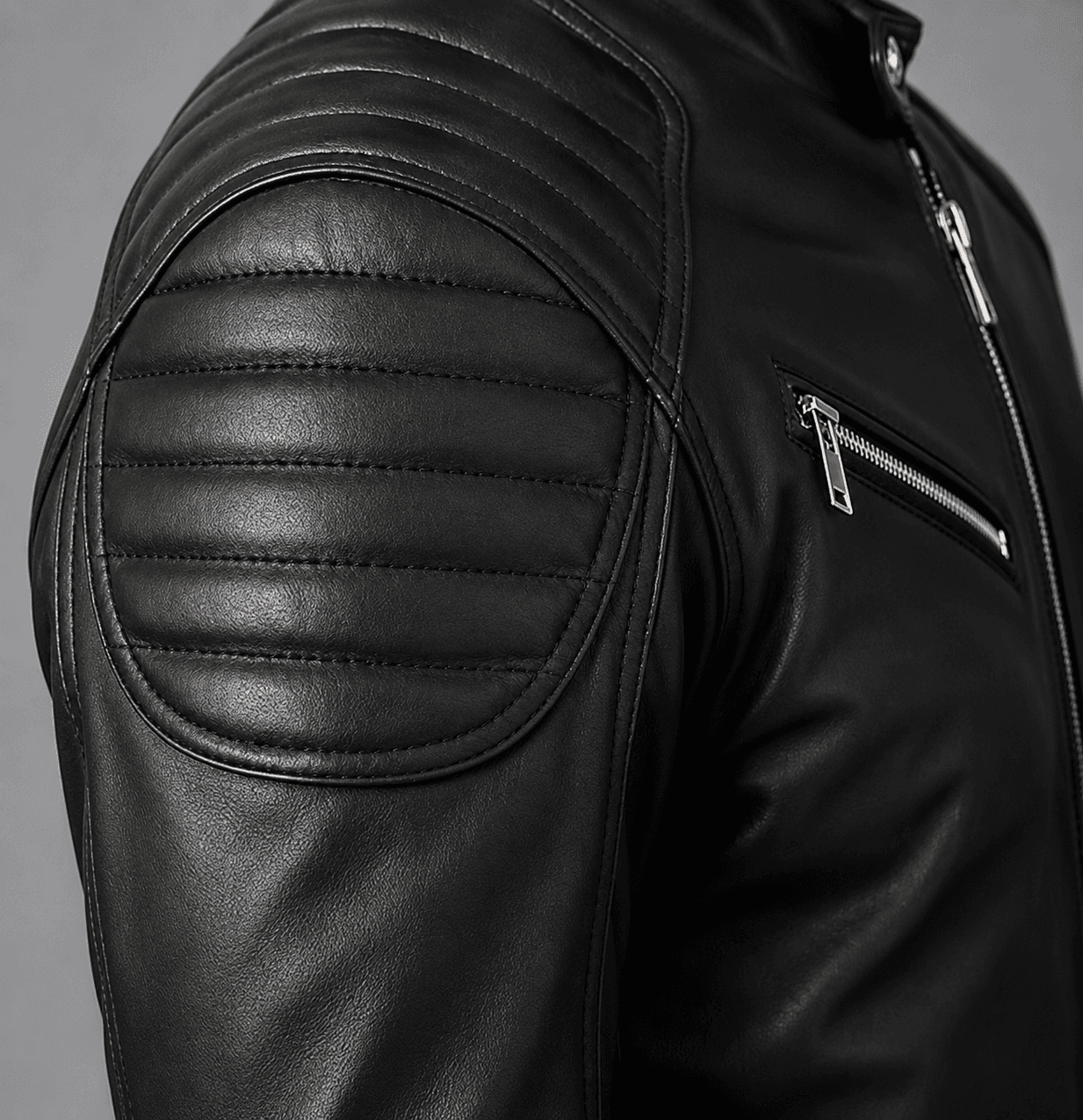 Men’s Black Café Racer Biker Leather Jacket