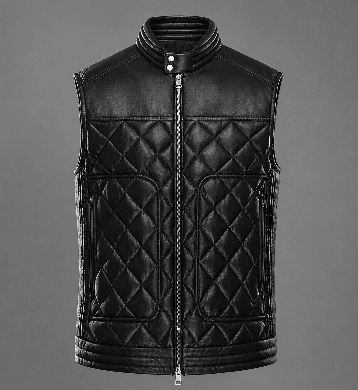 Men’s Black Stallion Leather Biker Vest