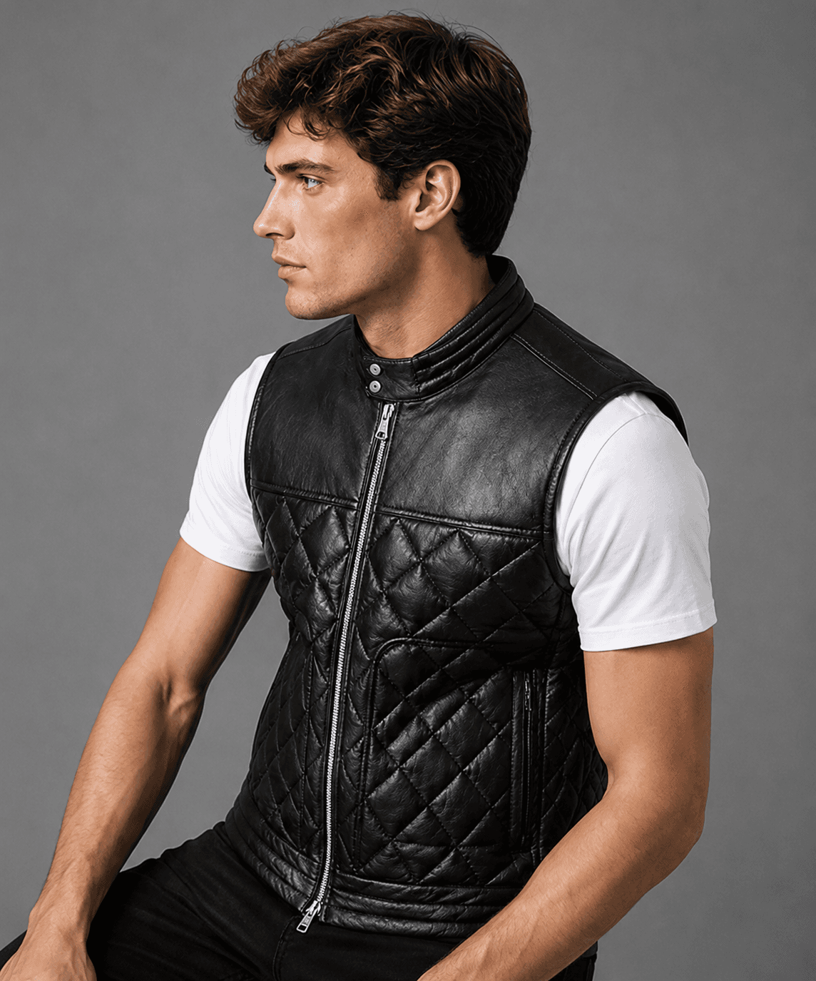 Men’s Black Stallion Leather Biker Vest