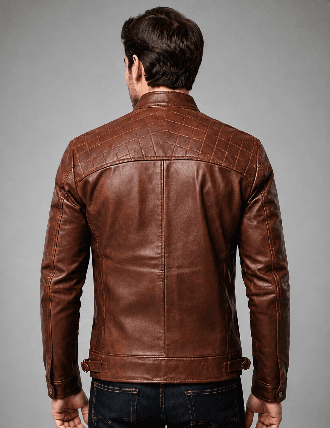 Men’s Brown Quilted Café Racer Leather Jacket