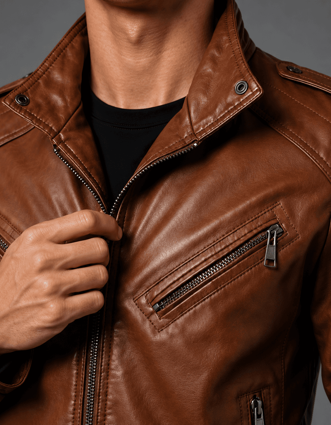 Men’s Brown Vintage Biker Leather Jacket