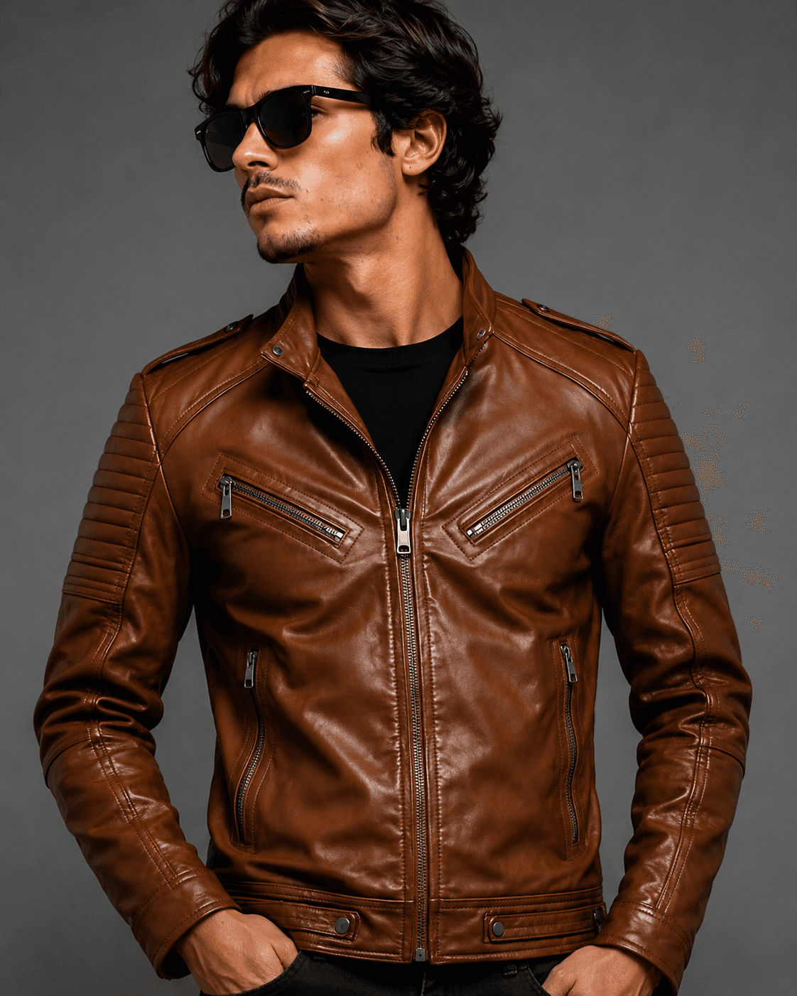 Men’s Brown Vintage Biker Leather Jacket