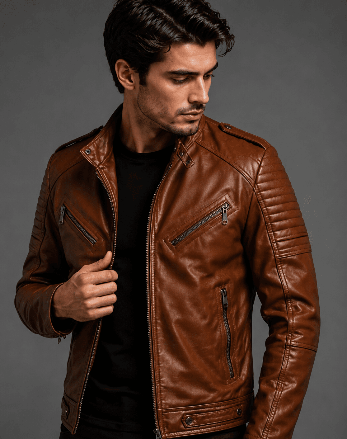 Men’s Brown Vintage Biker Leather Jacket