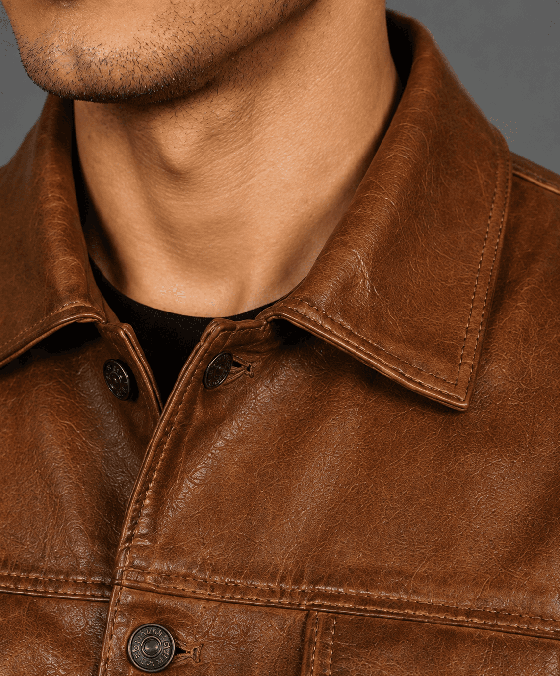 Men’s Camel Brown Trucker Leather Jacket – Timeless Look with Modern Craftsmanship
