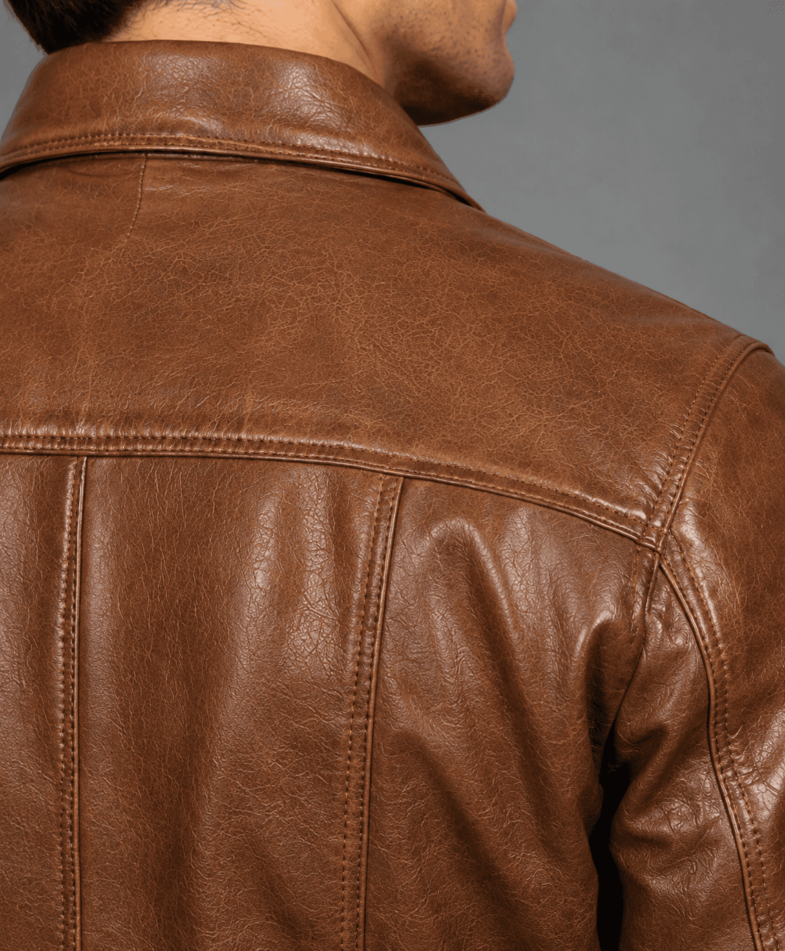 Men’s Camel Brown Trucker Leather Jacket – Timeless Look with Modern Craftsmanship