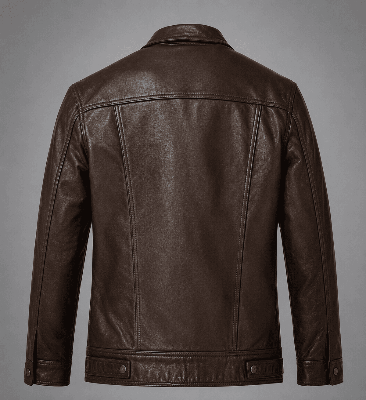 Men’s Chocolate Brown Trucker Leather Jacket – Rich Tone, Effortless Style