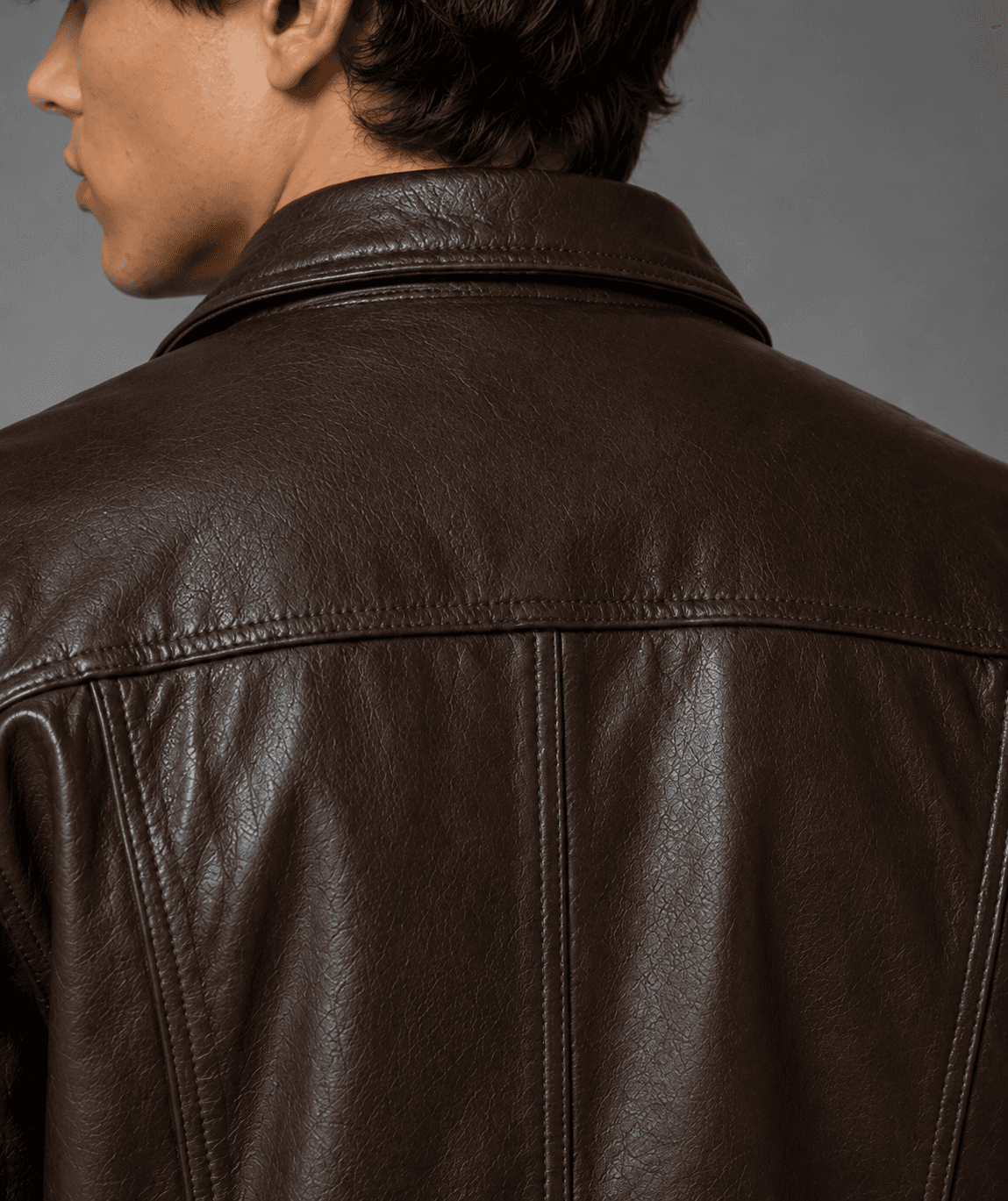Men’s Chocolate Brown Trucker Leather Jacket – Rich Tone, Effortless Style