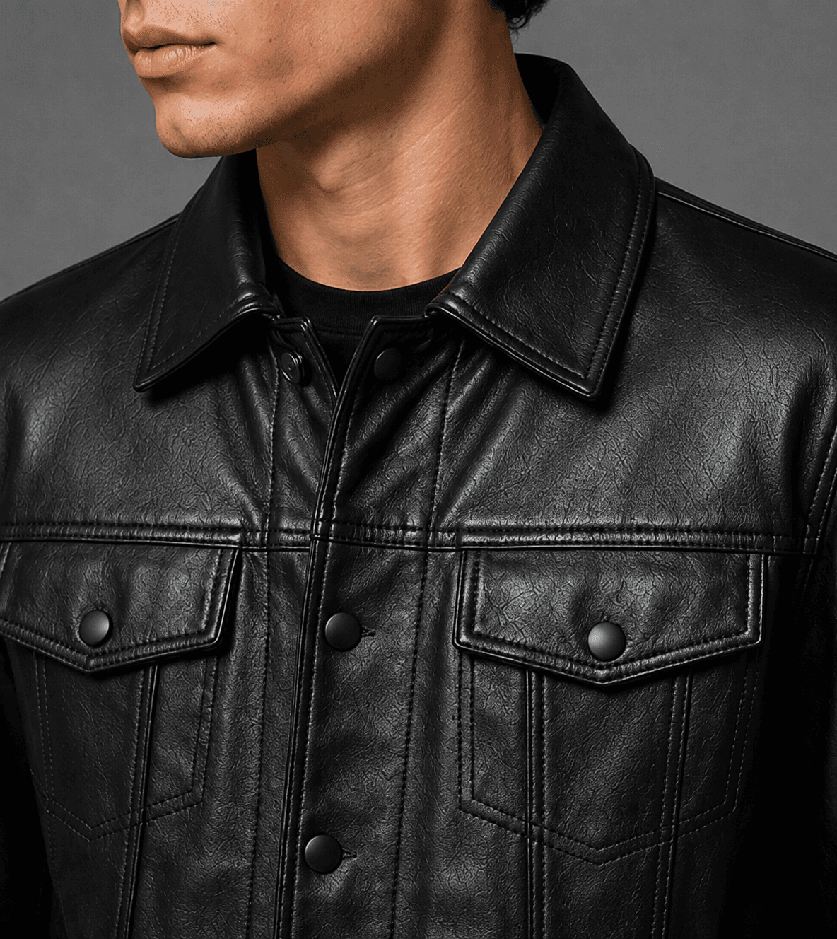 Men’s Classic Trucker Black Button Jacket – Iconic Design, Lasting Style