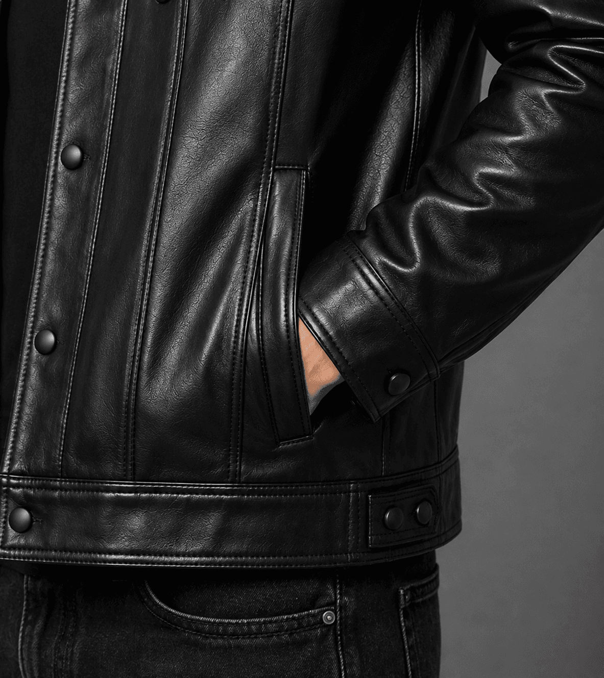 Men’s Classic Trucker Black Button Jacket – Iconic Design, Lasting Style