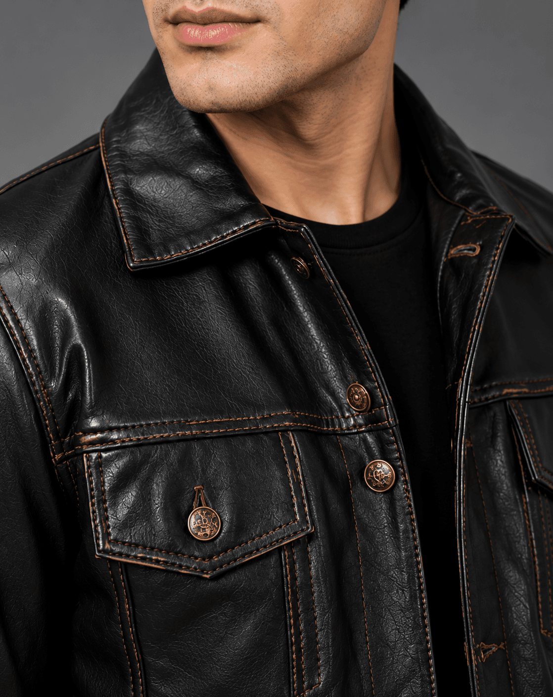 Men’s Dark Brown Leather Trucker Jacket – Rugged Elegance, Everyday Comfort