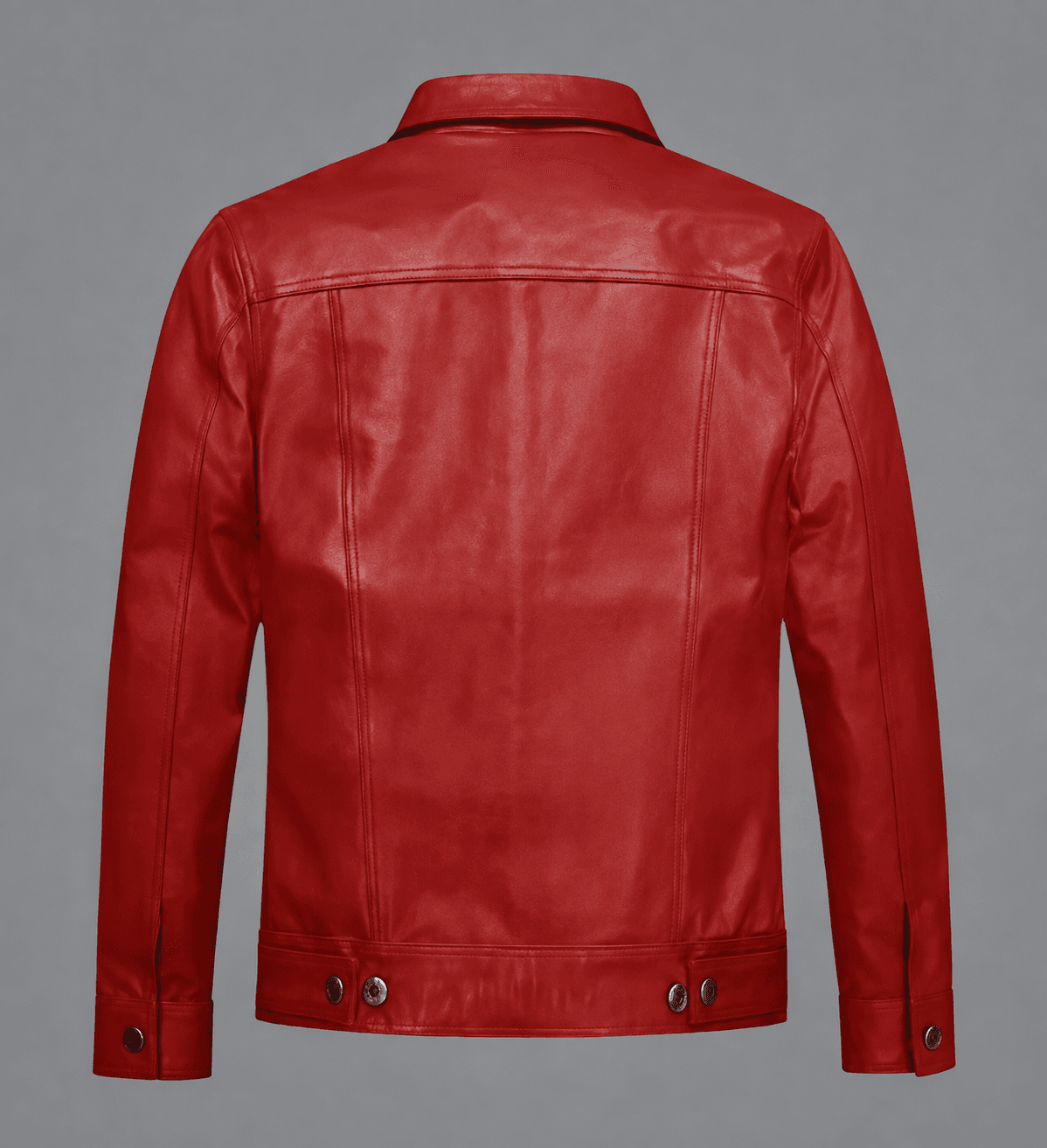 Men’s Red Trucker Leather Jacket – Bold Color, Classic Streetwear Vibe