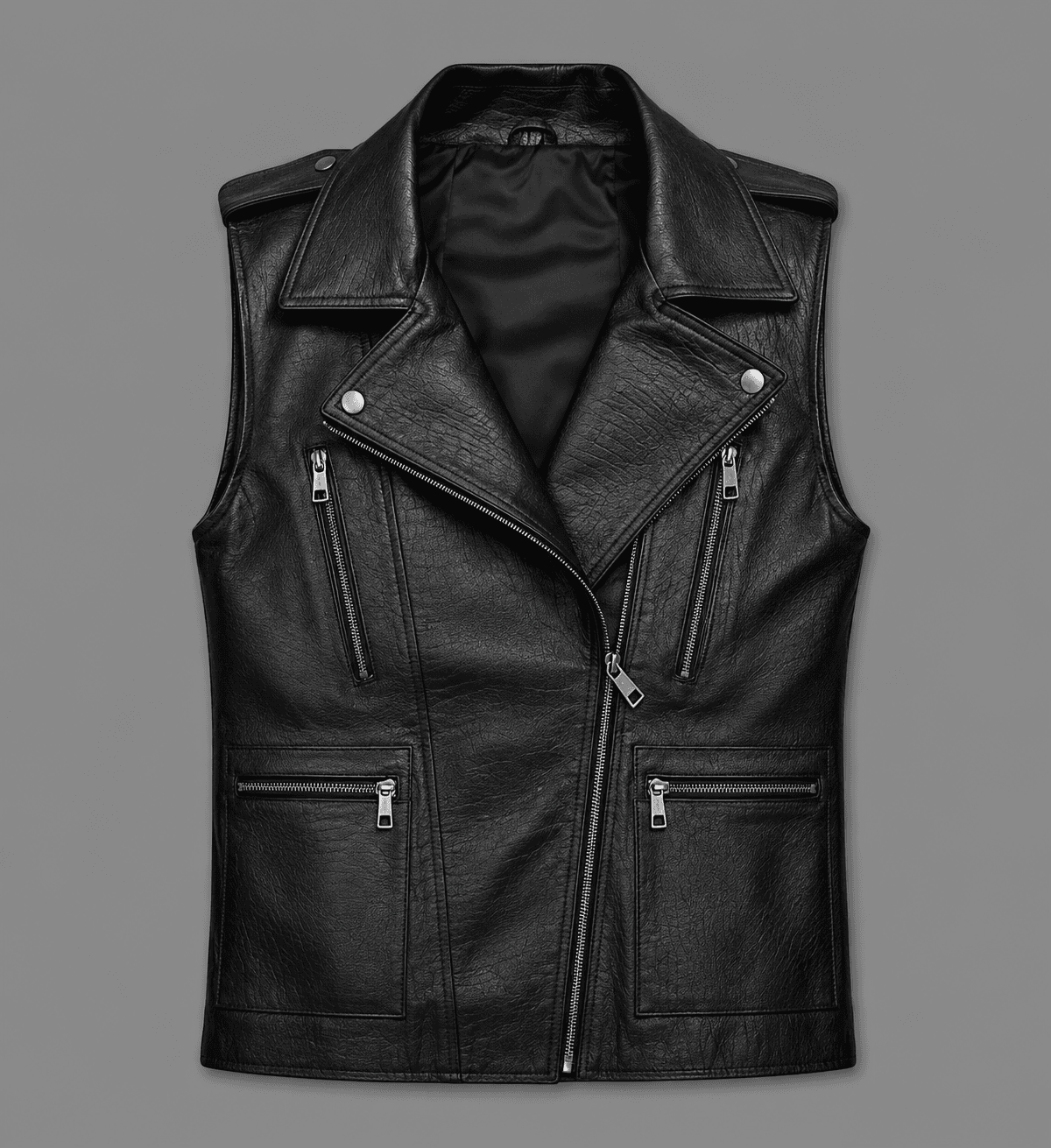 Men’s Steel Crest Leather Biker Vest