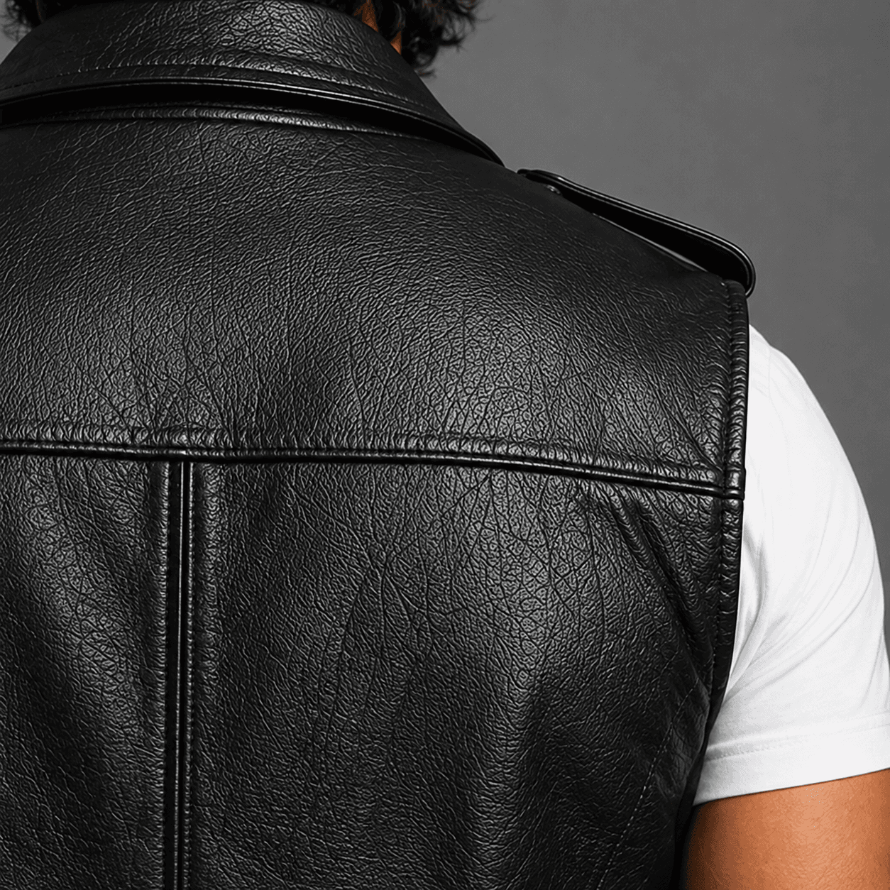 Men’s Steel Crest Leather Biker Vest