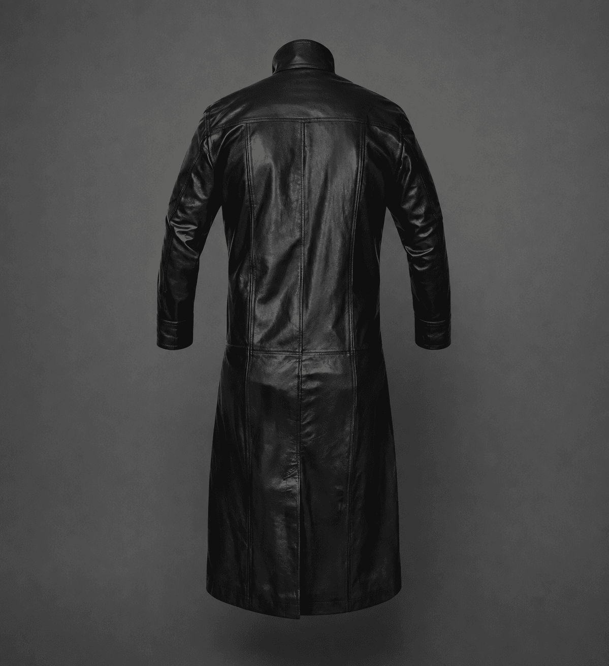 Premium Black Leather Trench Coat For Men’s