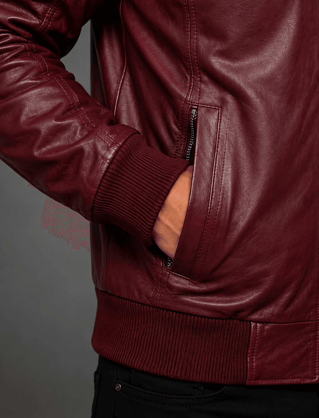Red Leather Bomber Jacket For Men’s
