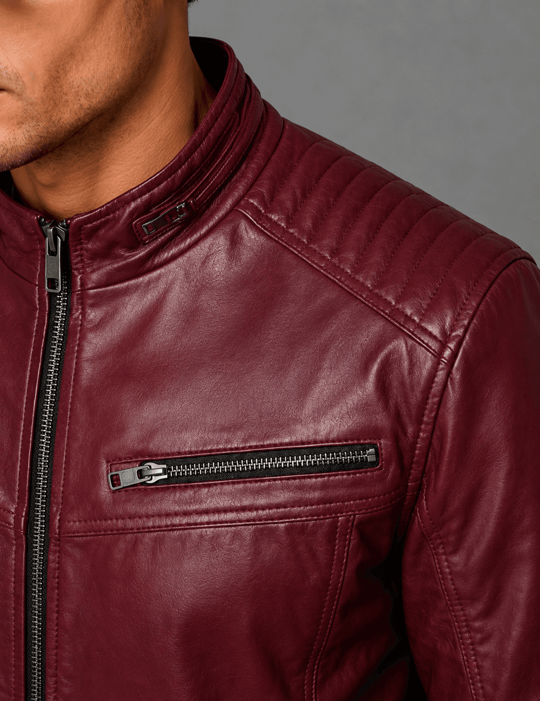 Red Leather Bomber Jacket For Men’s