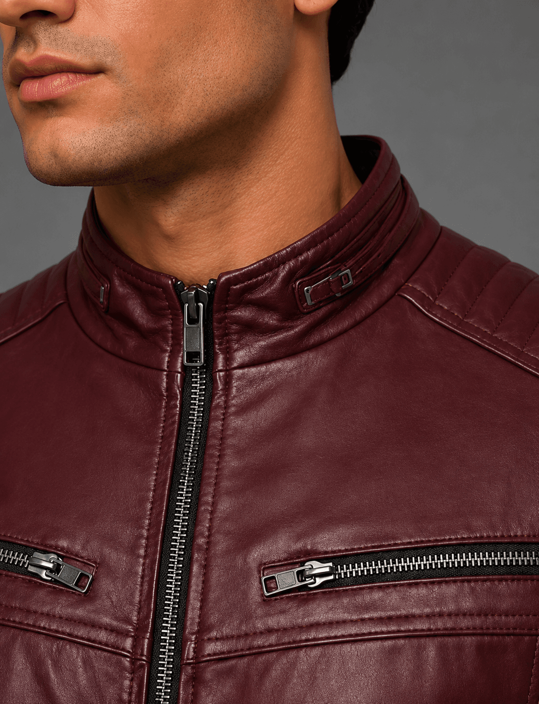 Red Leather Bomber Jacket For Men’s