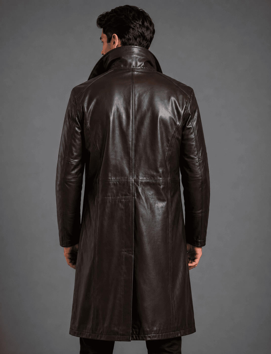 Stylish Dark Brown Leather Long Coat For Men’s