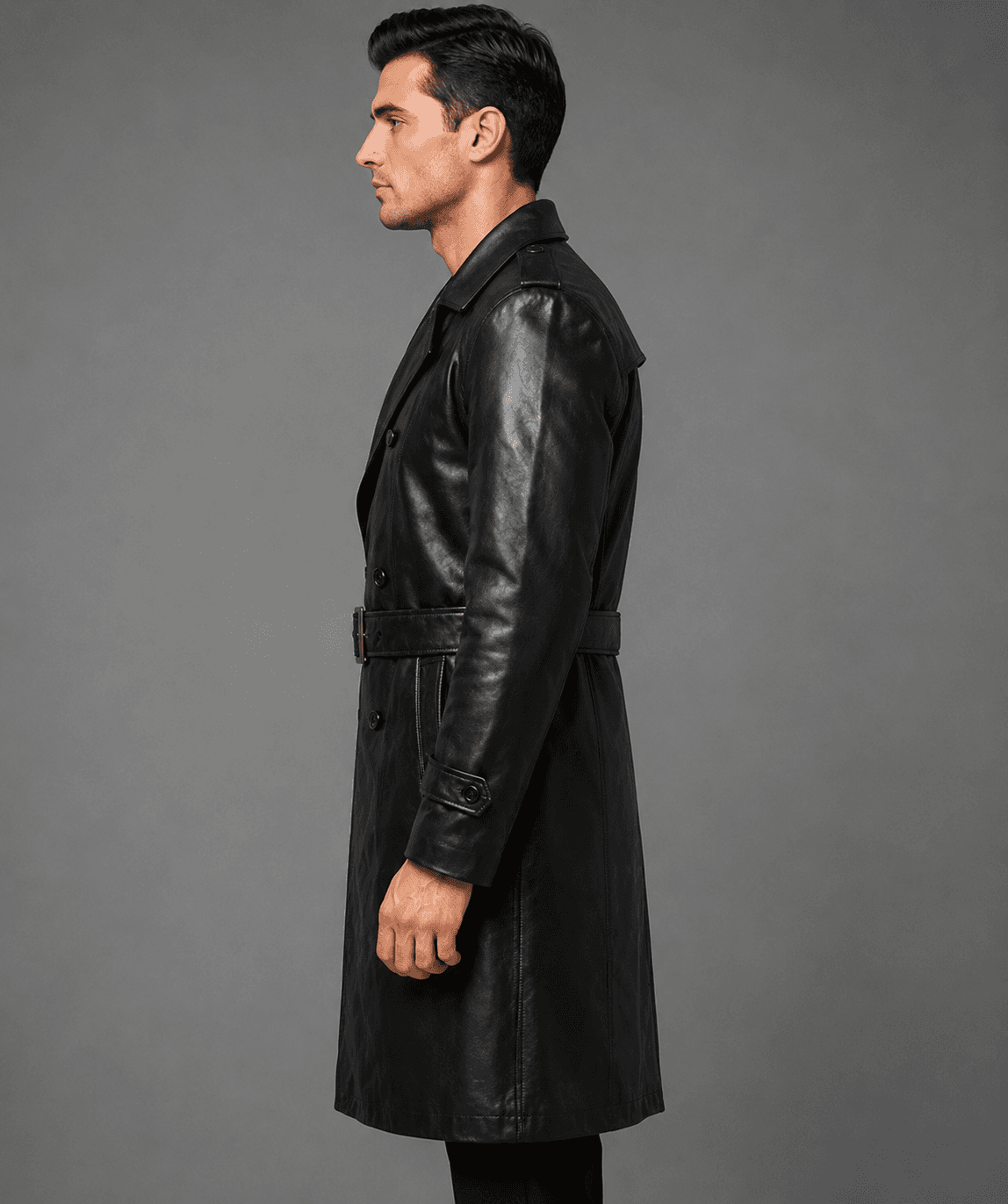 Stylish Long Black Leather Coat For Men’s