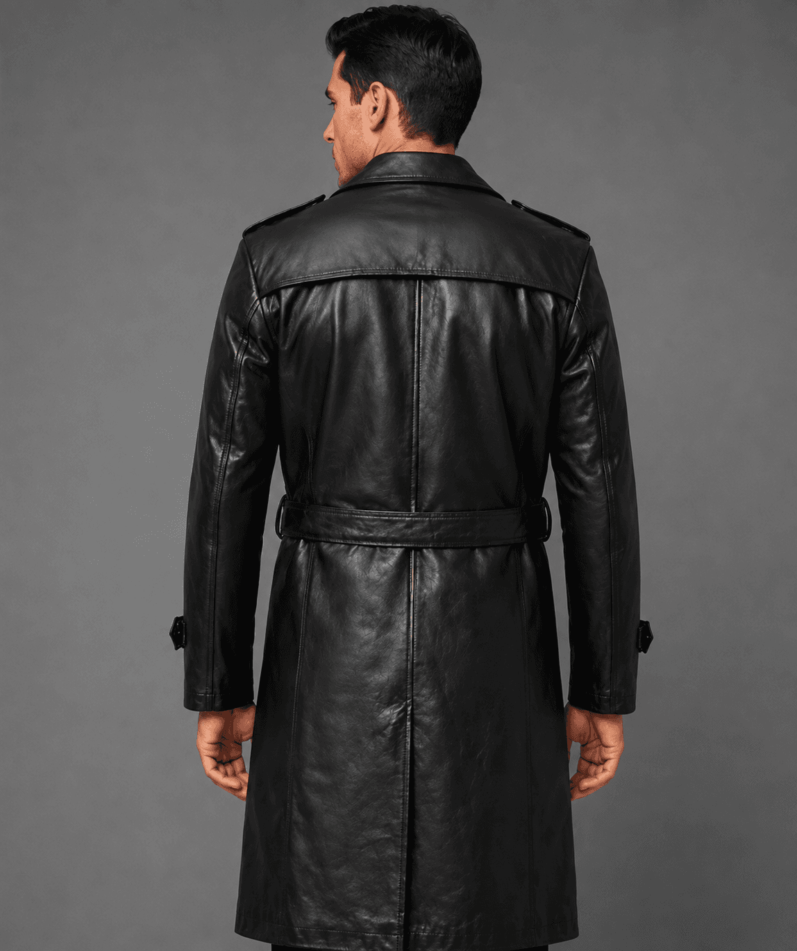 Stylish Long Black Leather Coat For Men’s