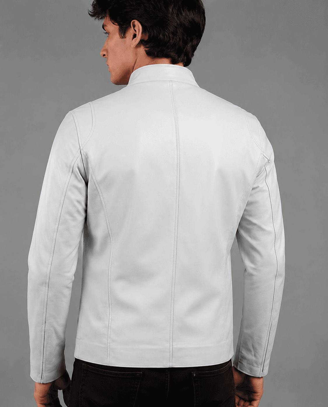 White Slim Fit Leather Jacket For Men’s