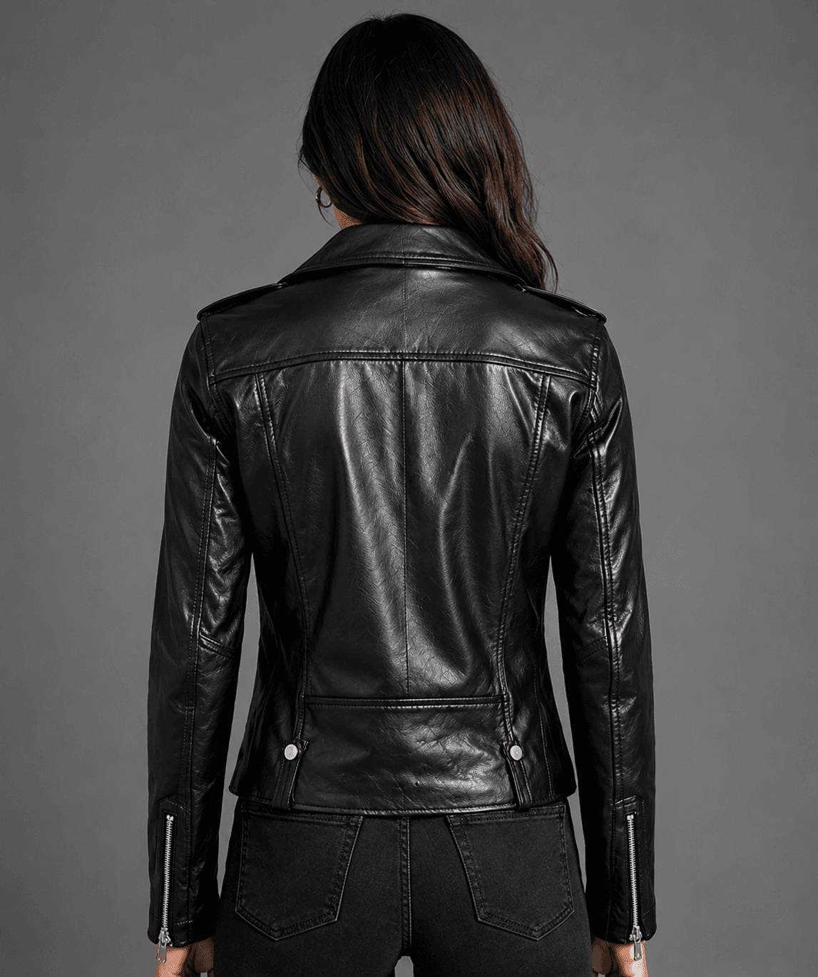 Women’s Asymmetrical Black Leather Biker Jacket – Bold & Timeless Design