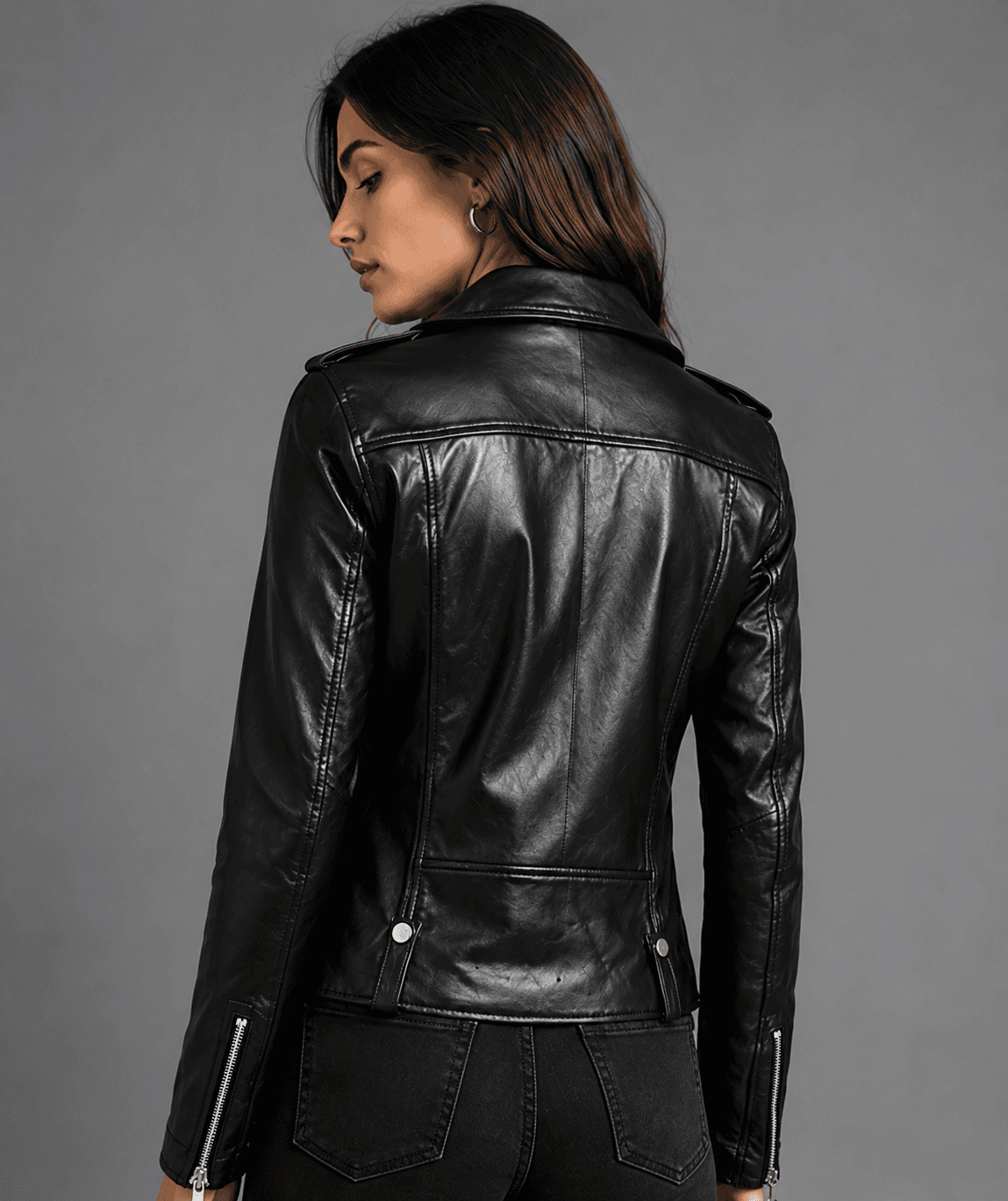Women’s Asymmetrical Black Leather Biker Jacket – Bold & Timeless Design