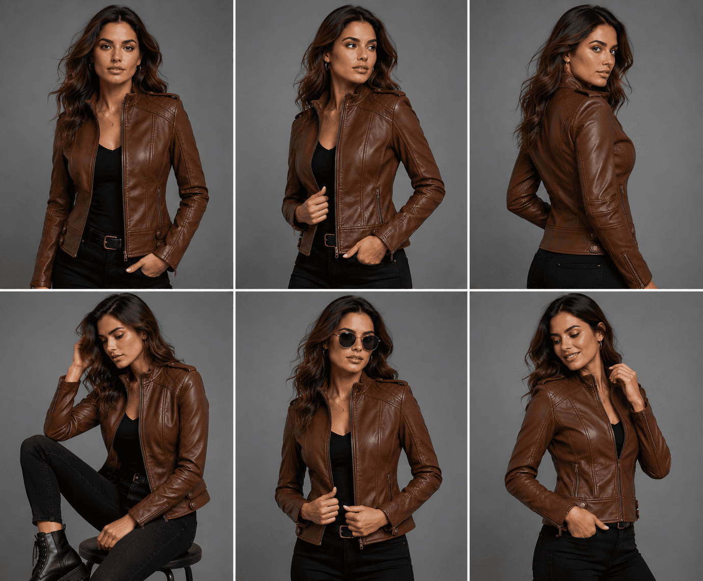 Women’s Bike Style Brown Leather Jacket – Classic Moto Chic