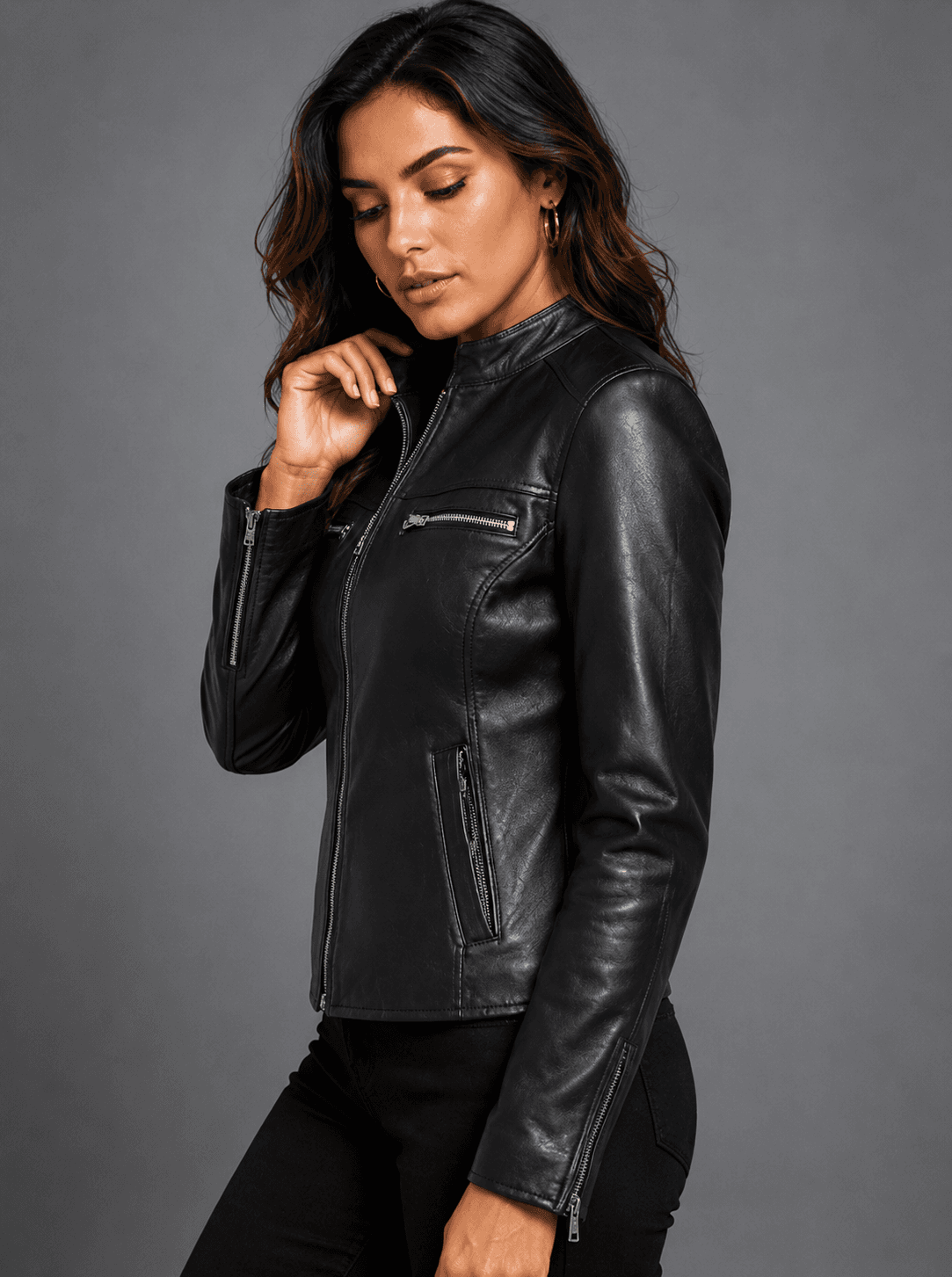Women’s Black Biker Leather Jacket – Bold & Timeless Ride Style