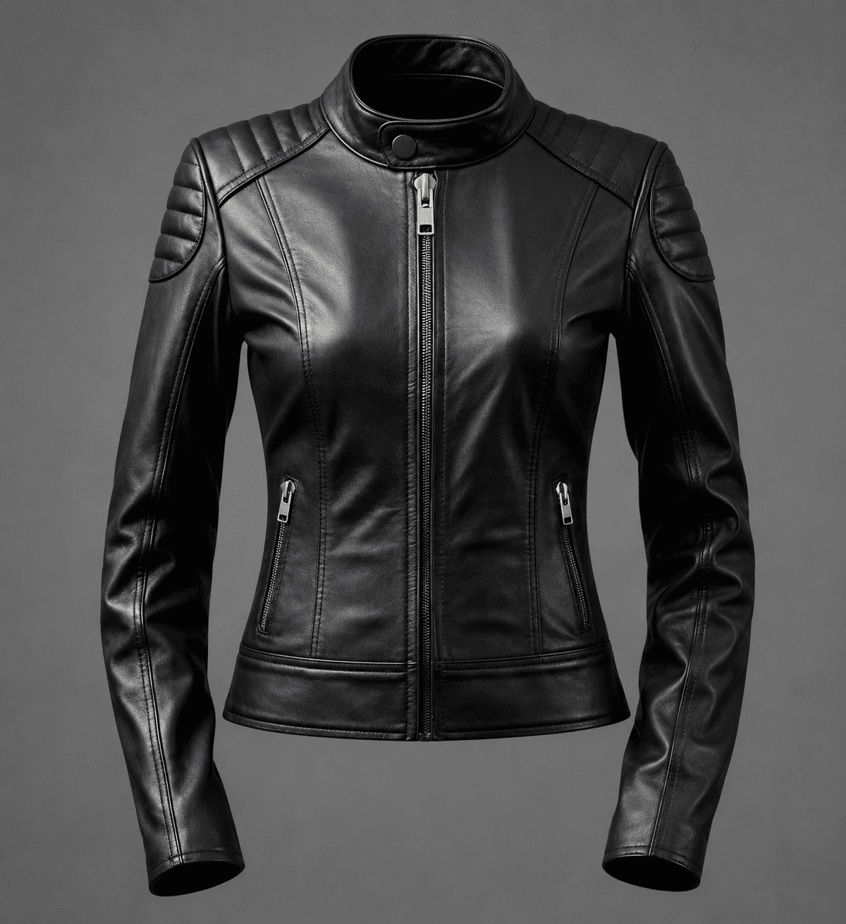Women’s Black Café Racer Leather Jacket – Sleek & Modern Motorcycle Style