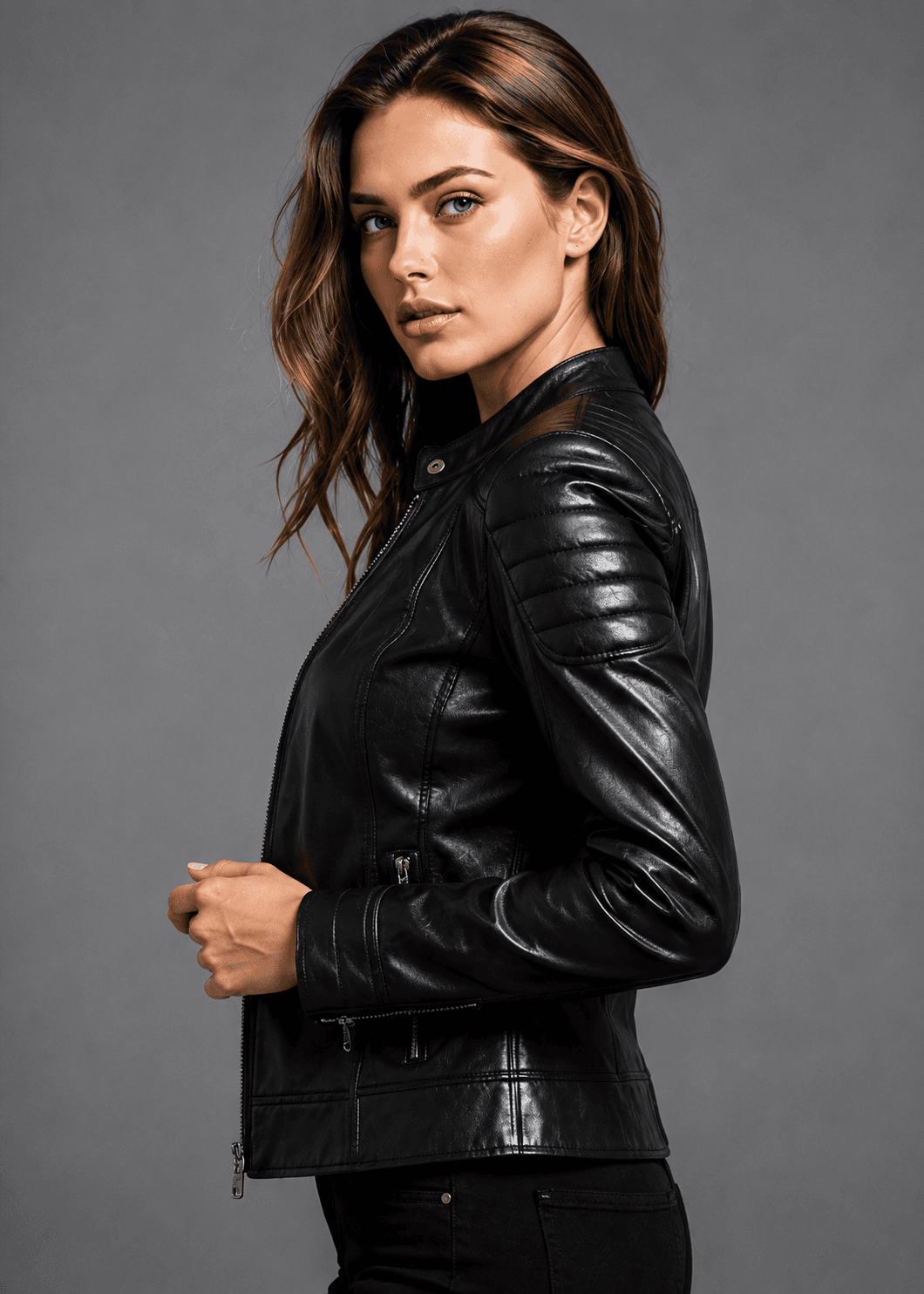 Women’s Black Café Racer Real Leather Jacket – Timeless Biker Elegance