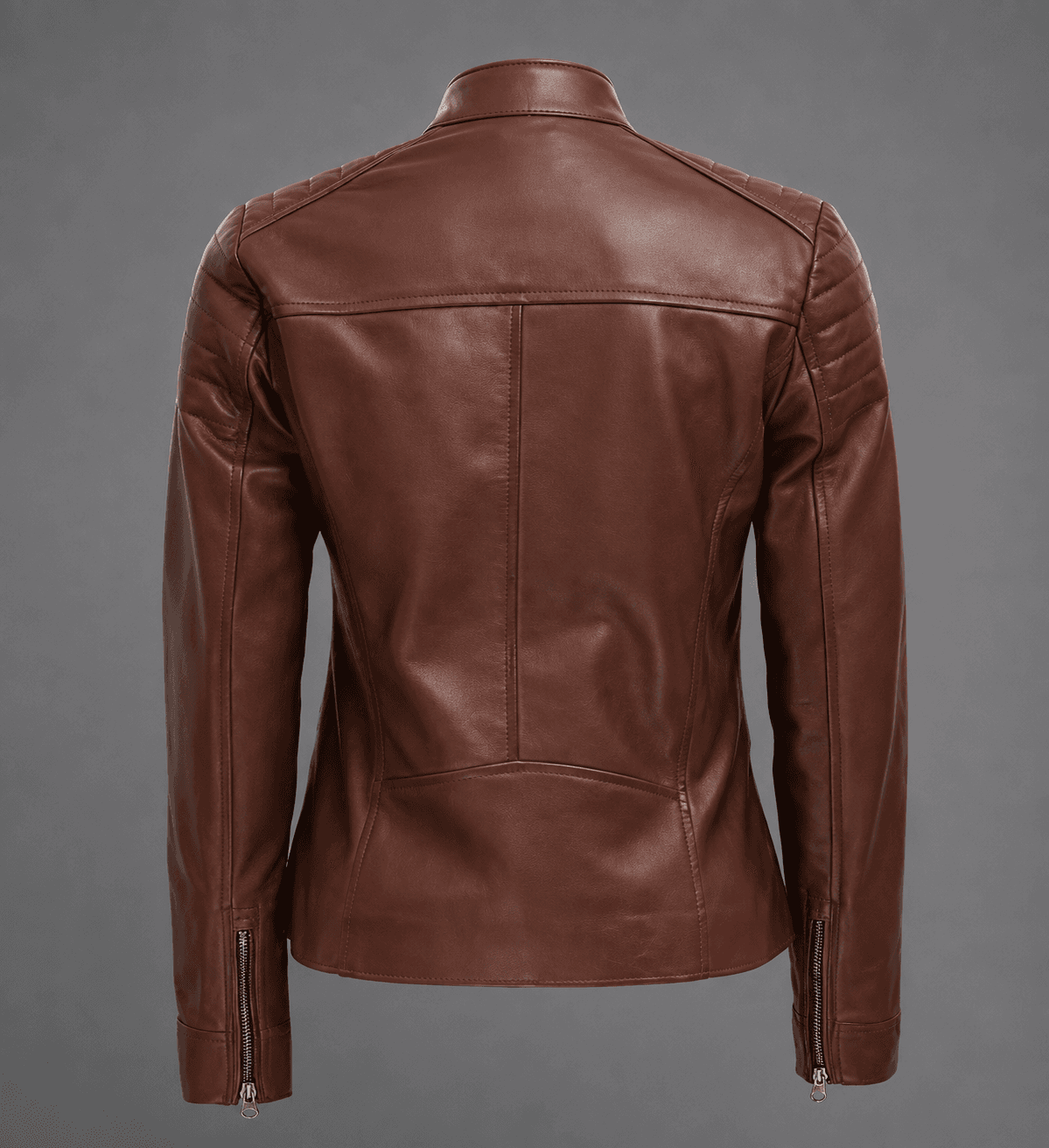 Women’s Brown Quilted Biker Leather Jacket – Premium Diamond-Stitch Design