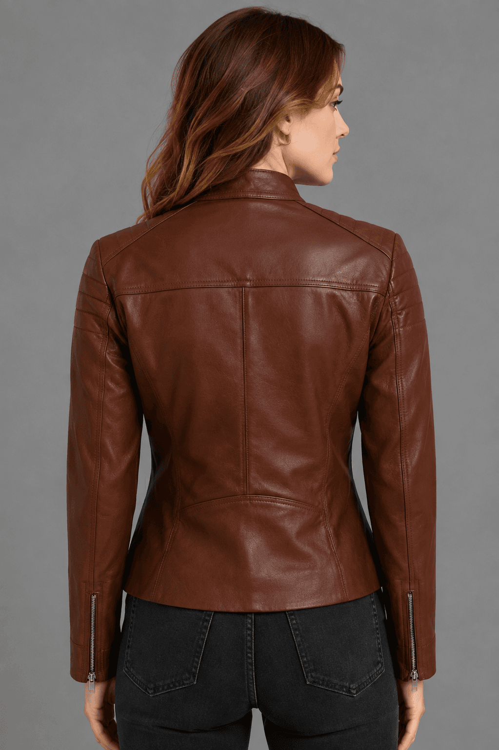 Women’s Brown Quilted Biker Leather Jacket – Premium Diamond-Stitch Design