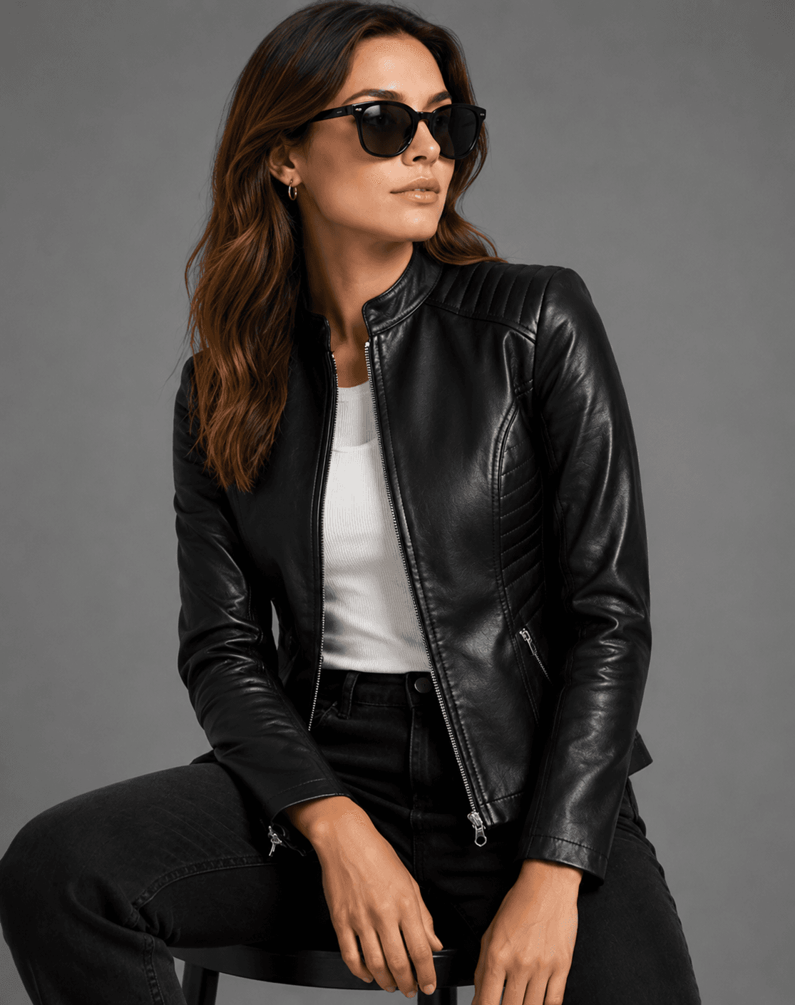Women’s Café Racer Black Leather Jacket – Classic Fit with Modern Attitude