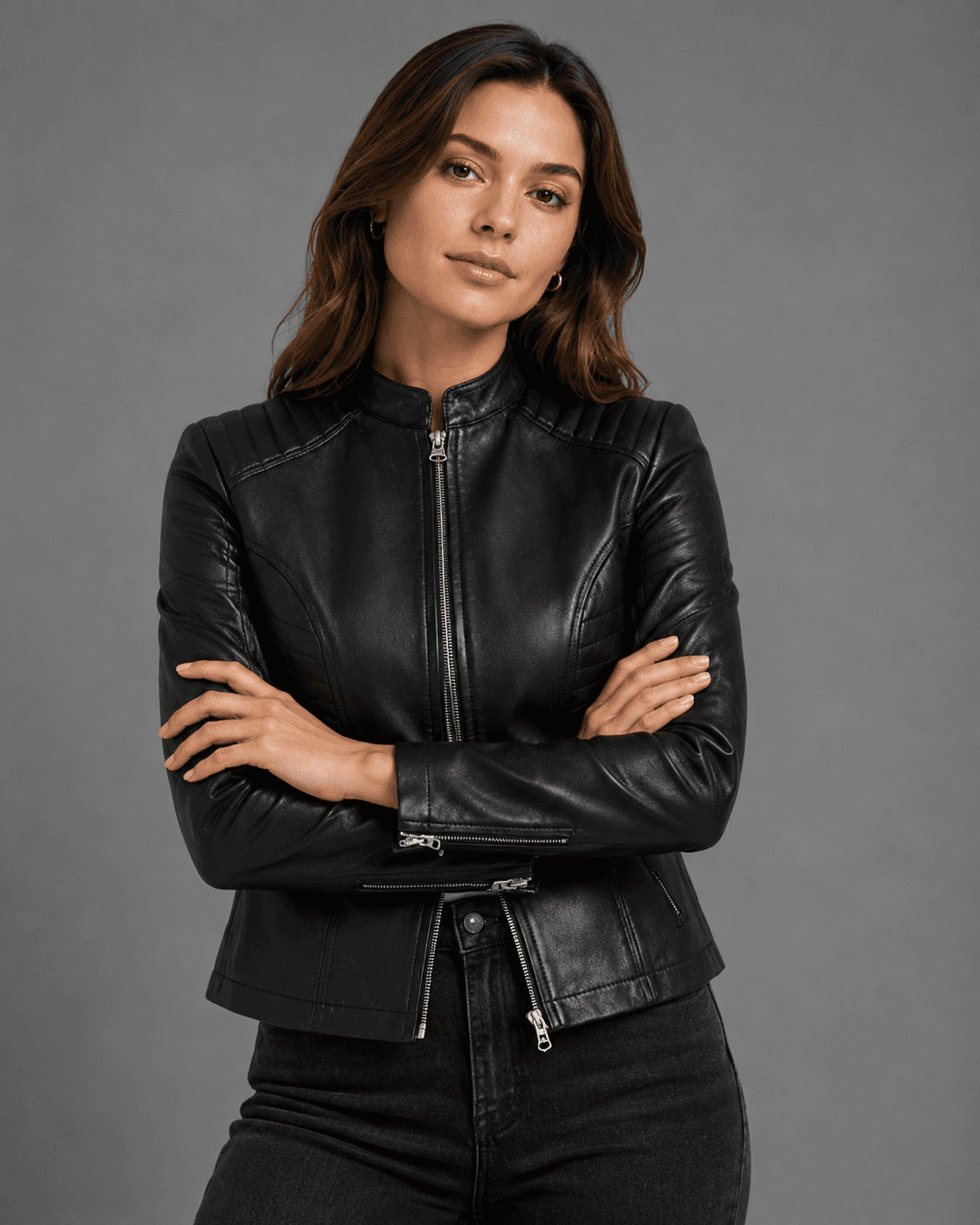 Women’s Café Racer Black Leather Jacket – Classic Fit with Modern Attitude