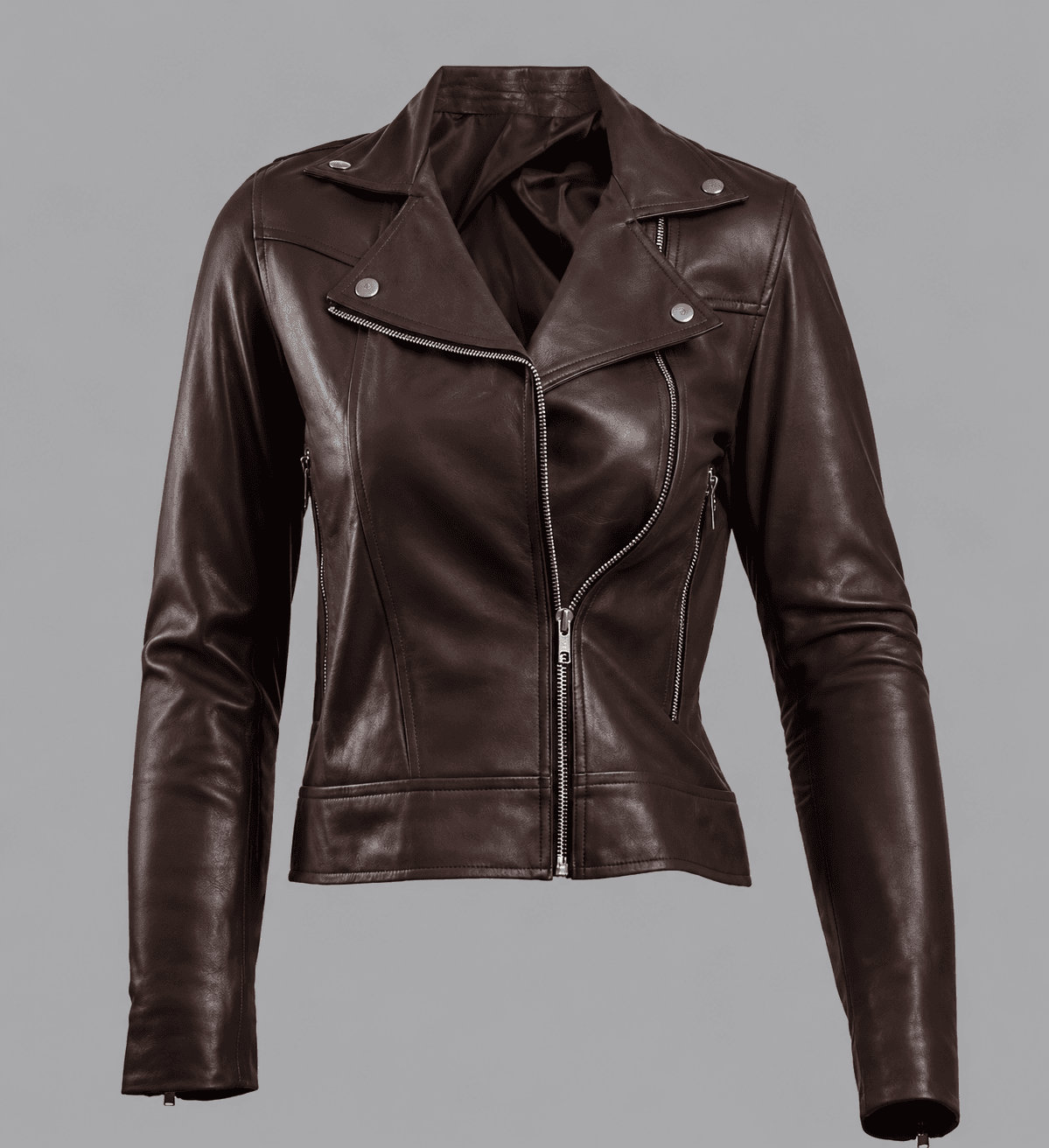 Women’s Dark Brown Leather Biker Jacket – Bold & Timeless Rider Look